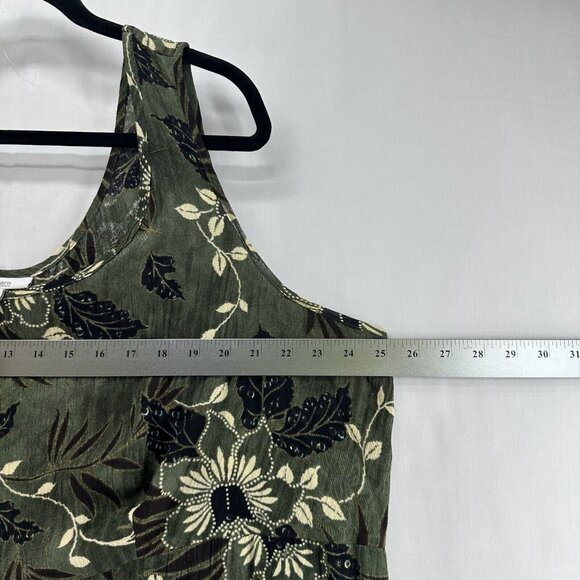Dressbarn Dress Sz 22W Floral Tank Maxi Lagenlook Sleeveless Rayon Green - Picture 9 of 10
